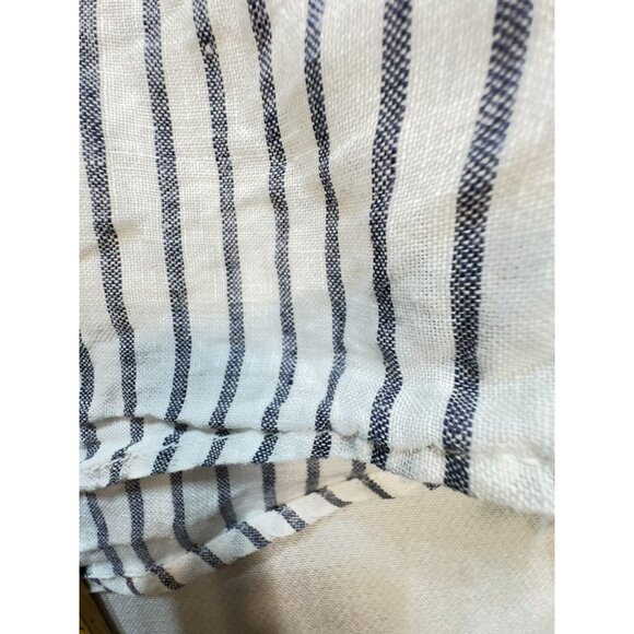 Tahari Womens Stripe Linen Button-Up Shirt Size M Blue White Casual Workwear - Picture 8 of 13